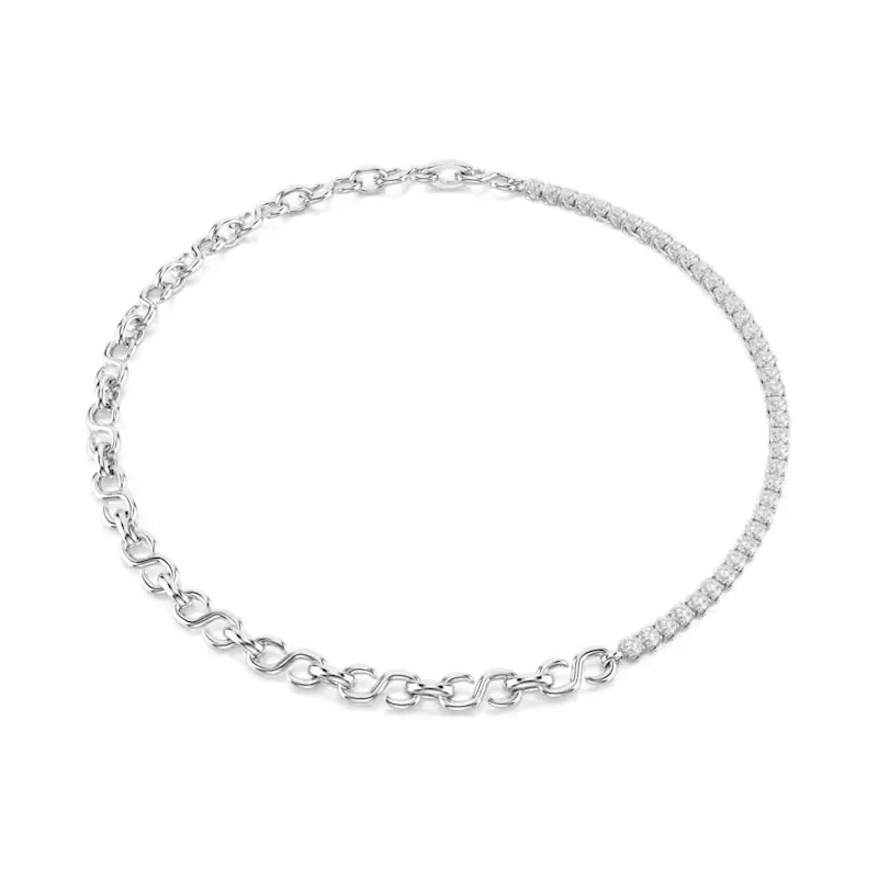 Collana Matrix a "S", Bianca, Placcato Rodio Donna Swarovski Collana Matrix a "S", Bianca, Placcato Rodio Donna Swarovski