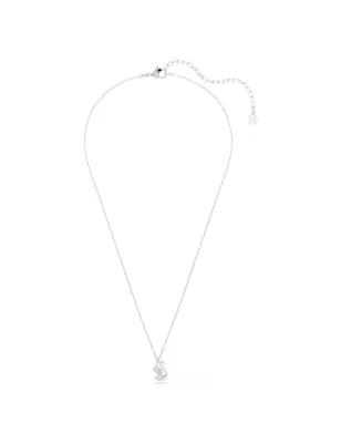Collana Pendente Swan, Cigno, Bianco, Placcato Rodio Swarovski