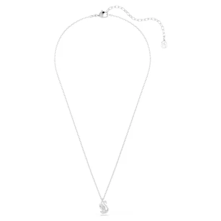 Collana Pendente Swan, Cigno, Bianco, Placcato Rodio Swarovski