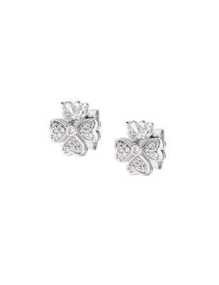 ORECCHINI QUADRICUORE ZIRCONI BIANCHI DONNA AMEN  EQUSBB Amen