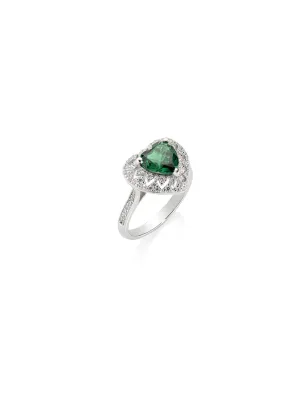 Anello Stardust Cuore Verde Smeraldo con Zirconi mis.14 Donna Amen - category_name - XDMG De Marchi Gianotti