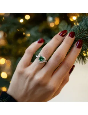 Anello Stardust Cuore Verde Smeraldo con Zirconi mis.14 Donna Amen