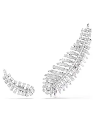 Orecchini Vienna, Piuma, Bianchi, Placcato Rodio Donna Swarovski
