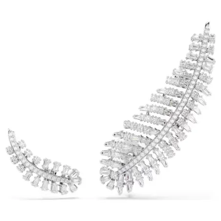 Orecchini Vienna, Piuma, Bianchi, Placcato Rodio Donna Swarovski