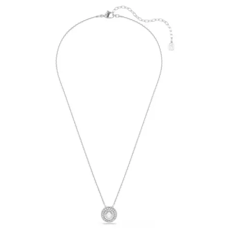 Collana pendente Sublima, taglio Round, Placcato Rodio Donna Swarovski