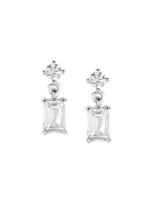 ORECCHINI PRINCESS ZIRCONE RETTANGOLARE BIANCO DONNA AMEN  EREBB Amen