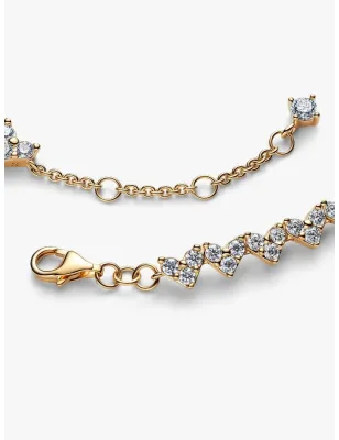 Bracciale dorato Cuori con Tre Pietre cm.16 Donna Pandora