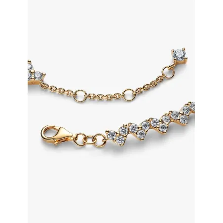 Bracciale dorato Cuori con Tre Pietre cm.16 Donna Pandora