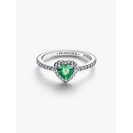 Anello Cuore in Rilievo Verde Chiaro m.52 Donna Pandora