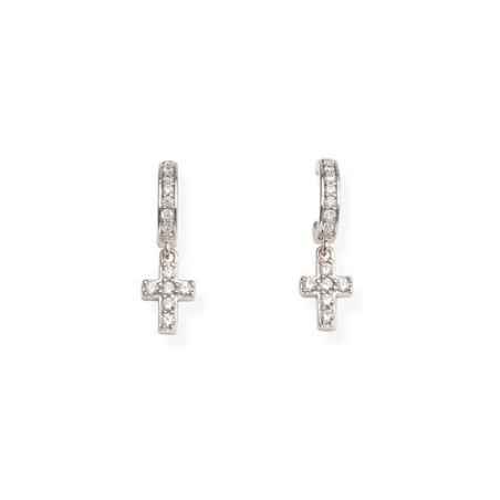 ORECCHINI CROCE E ZIRCONI BIANCHI DONNA AMEN  EBCBB Amen