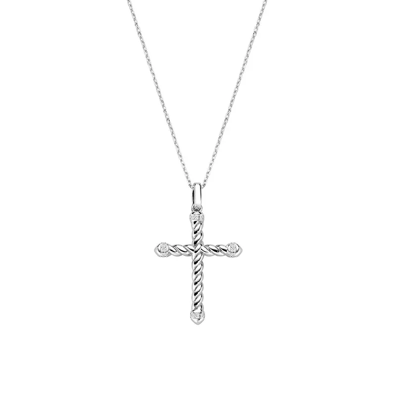 Collana in Ottone Rodiato Croce Intrecciata Donna Amen
