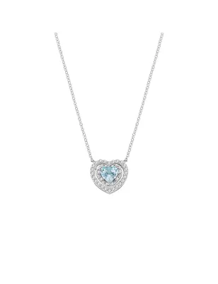 Collana Batticuore con Zircone Acquamarina Donna Amen