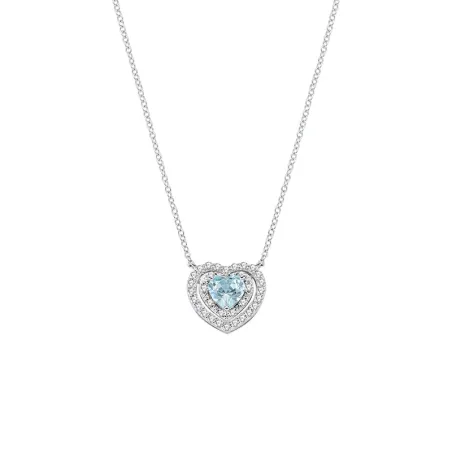 Collana Batticuore con Zircone Acquamarina Donna Amen