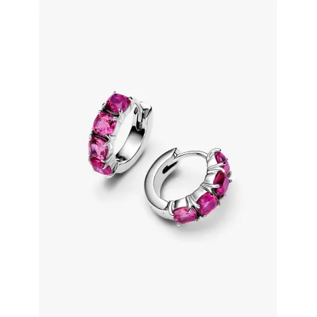Orecchini Cerchi Cristalli Rosa Scuro Donna Pandora