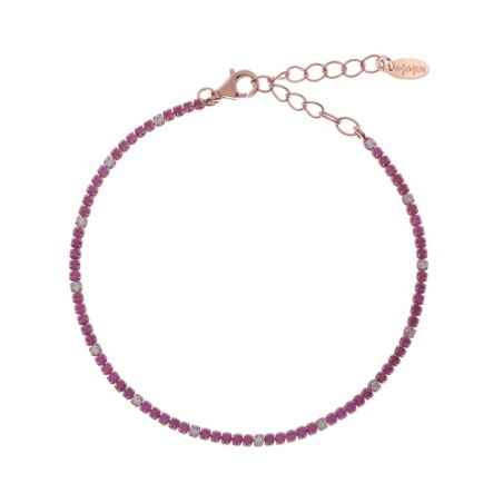 BRACCIALE TENNISMANIA ROSATO ZIRCONI FUCSIA BIANCHI AMEN BT1RRB17 Amen