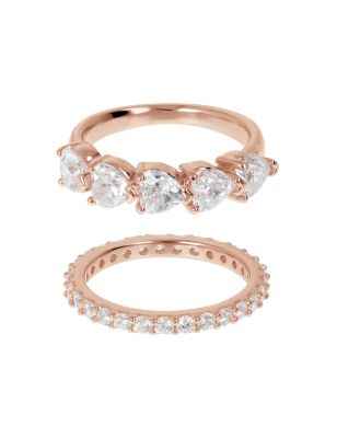 Anello Set Anelli con cuori e zirconi M12 Donna Bronzallure