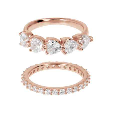 Anello Set Anelli con cuori e zirconi M12 Donna Bronzallure