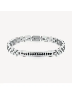 Bracciale Riptide con Barra Centrale e Zirconi Neri Uomo Brosway - category_name - XDMG De Marchi Gianotti