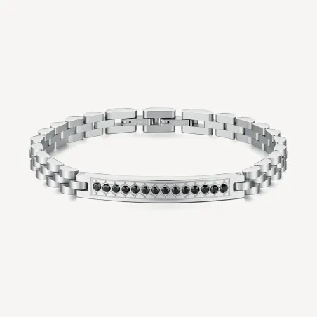 Bracciale Riptide con Barra Centrale e Zirconi Neri Uomo Brosway - category_name - XDMG De Marchi Gianotti