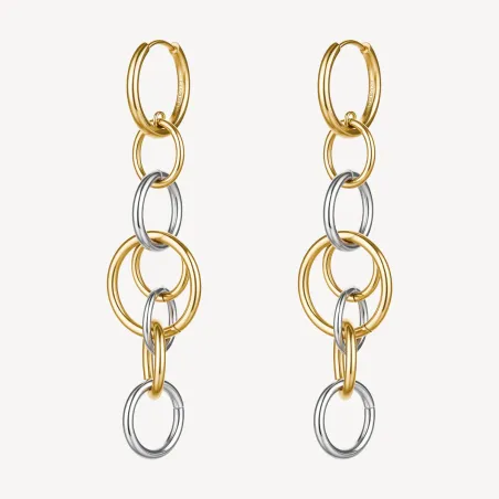 Orecchini Lunghi Bicolore con Cerchi Intersecati Donna Brosway - category_name - XDMG De Marchi Gianotti