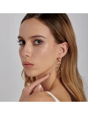 Orecchini Lunghi Bicolore con Cerchi Intersecati Donna Brosway