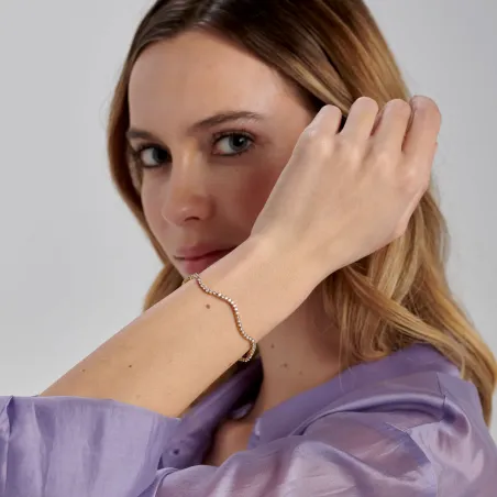 Bracciale Tennis Dorato Onde con Zirconi Bianchi Donna Brosway - category_name - XDMG De Marchi Gianotti