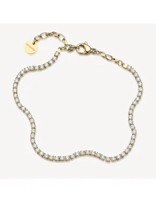 Bracciale Tennis Dorato Onde con Zirconi Bianchi Donna Brosway
