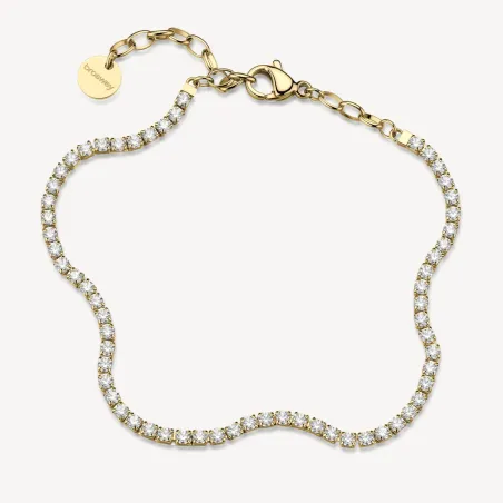 Bracciale Tennis Dorato Onde con Zirconi Bianchi Donna Brosway