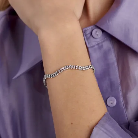 Bracciale Desideri Doppiofilo con Zirconi Bianchi Donna Brosway