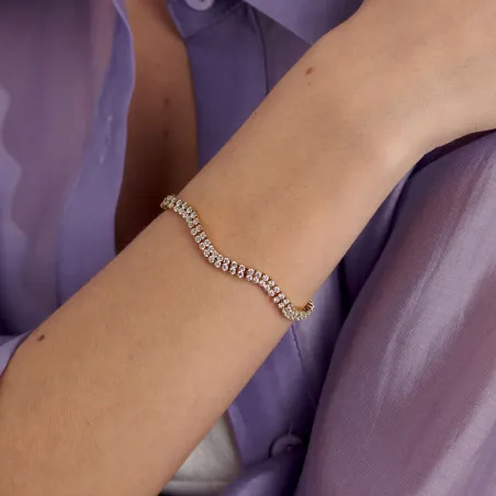 Bracciale Desideri Doppiofilo Dorato con Zirconi Bianchi Donna Brosway