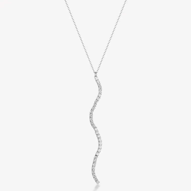 Collana Lunga Pendente a S con Zirconi Bianchi Donna Brosway