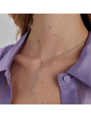 Collana Lunga Pendente a S con Zirconi Bianchi Donna Brosway