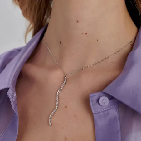 Collana Lunga Pendente a S con Zirconi Bianchi Donna Brosway