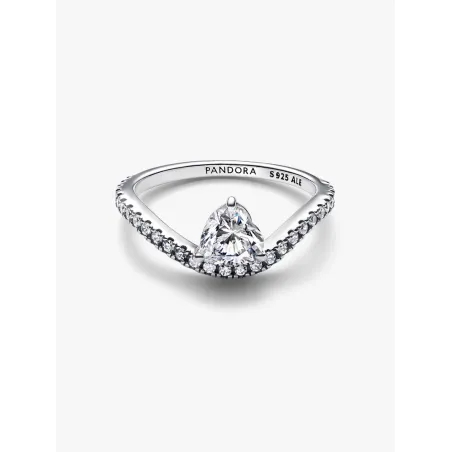Anello Onda con Cuore Luminoso e Pavé mis.54 Donna Pandora