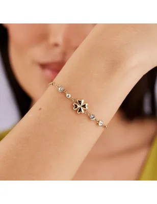 Bracciale Dorato Chakra Portafortuna con Quadrifoglio Donna Brosway