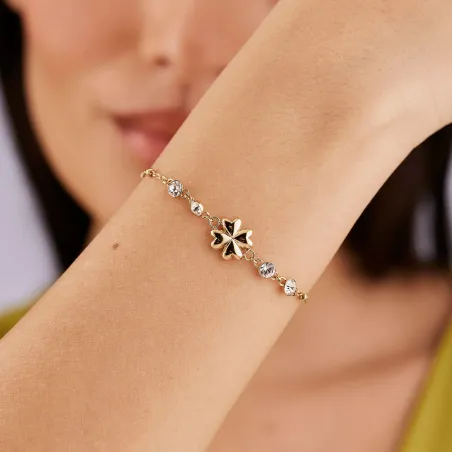 Bracciale Dorato Chakra Portafortuna con Quadrifoglio Donna Brosway