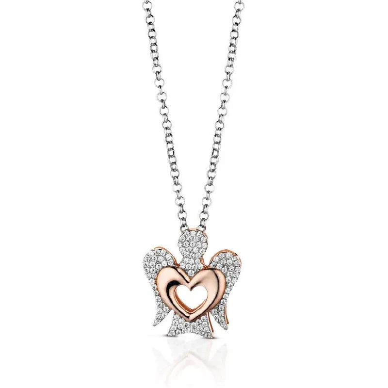 Collana Angelo in Argento Rosato, Cuore e Zirconi Donna Roberto Giannotti Collana Angelo in Argento Rosato, Cuore e Zirconi Donna Roberto Giannotti