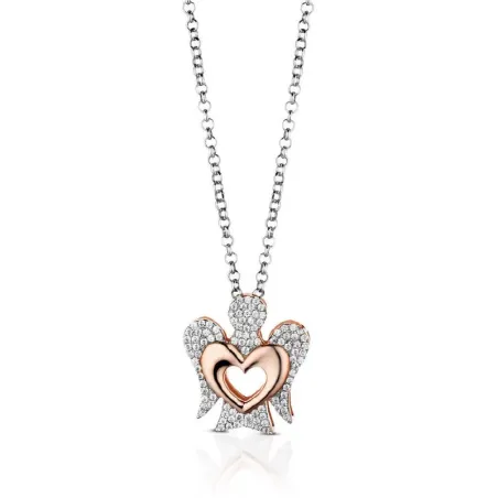 Collana Angelo in Argento Rosato, Cuore e Zirconi Donna Roberto Giannotti - category_name - XDMG De Marchi Gianotti