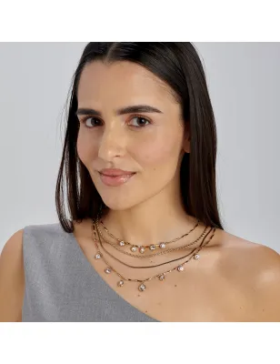Collana Dorata Symphonia Multifilo con Cristalli Donna Brosway