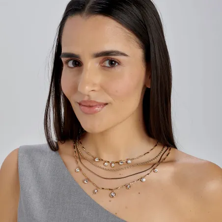 Collana Dorata Symphonia Multifilo con Cristalli Donna Brosway