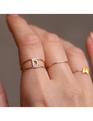 Anello Doppio Filodamore Iniziale AN351GBBT Donna Rubinia