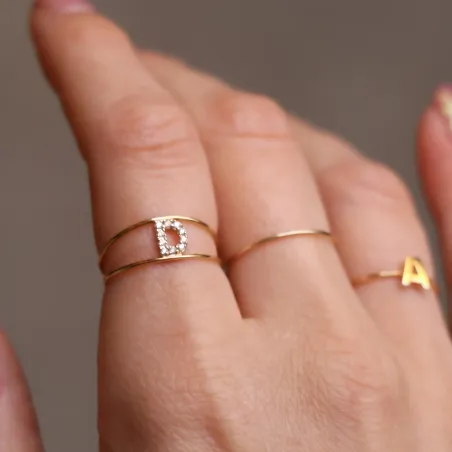 Anello Doppio Filodamore Iniziale AN351GBBT Donna Rubinia