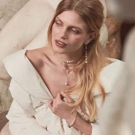 GIROCOLLO ONDA BIANCA PERLE PENDENTI DONNA MAMAN ET SOPHIE