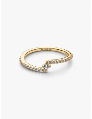 Anello Dorato Pavé Fascia Asimmetrica mis.54 Donna Pandora