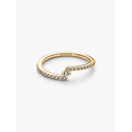 Anello Dorato Pavé Fascia Asimmetrica mis.48 Donna Pandora