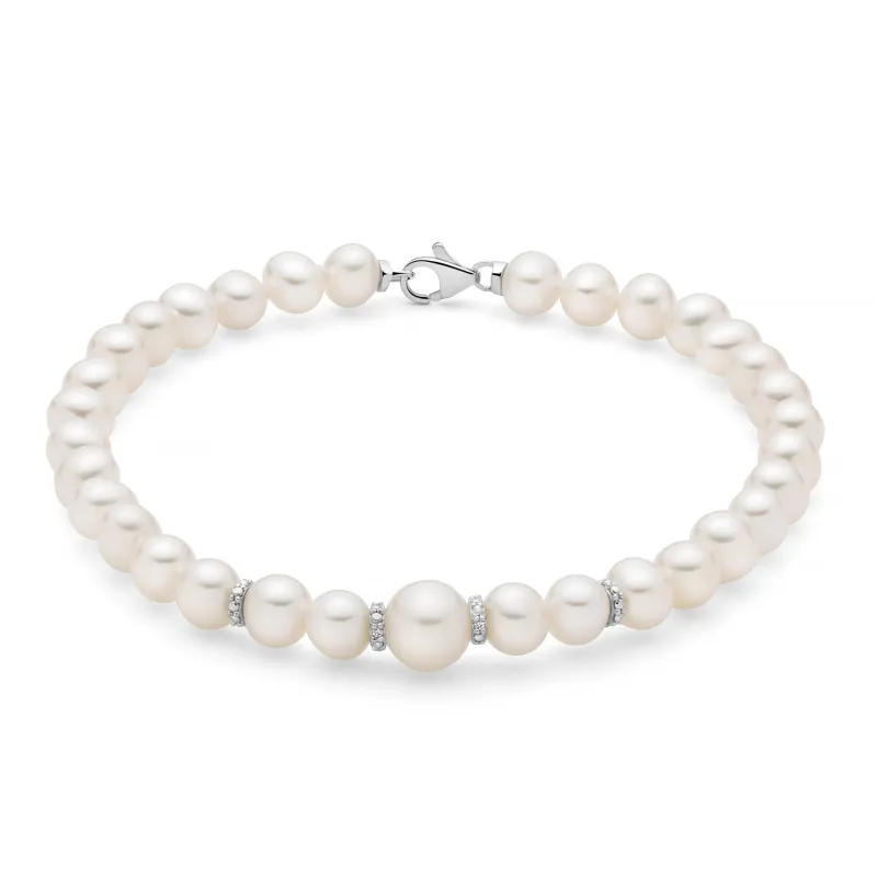 Bracciale Perle Boule e Fantasia Diamanti PBR3551 Donna Miluna Bracciale Perle Boule e Fantasia Diamanti PBR3551 Donna Miluna