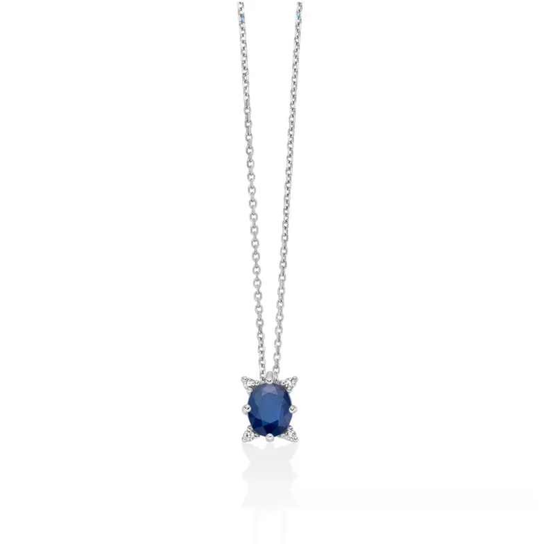 Collana Zaffiro Ovale e Diamanti CLD5383 Donna Miluna Collana Zaffiro Ovale e Diamanti CLD5383 Donna Miluna