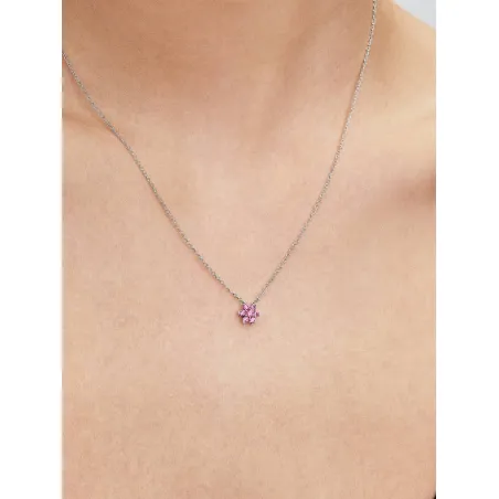 Collana Fiore Luminoso Rosa Donna Pandora