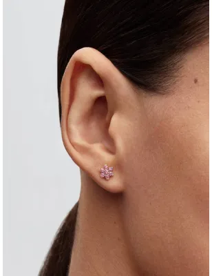 Orecchini Dorati Fiore Luminoso Rosa Donna Pandora