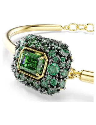 Bracciale Dorato Rigido Sublima, Verde, Taglio Ottagonale Donna Swarovski